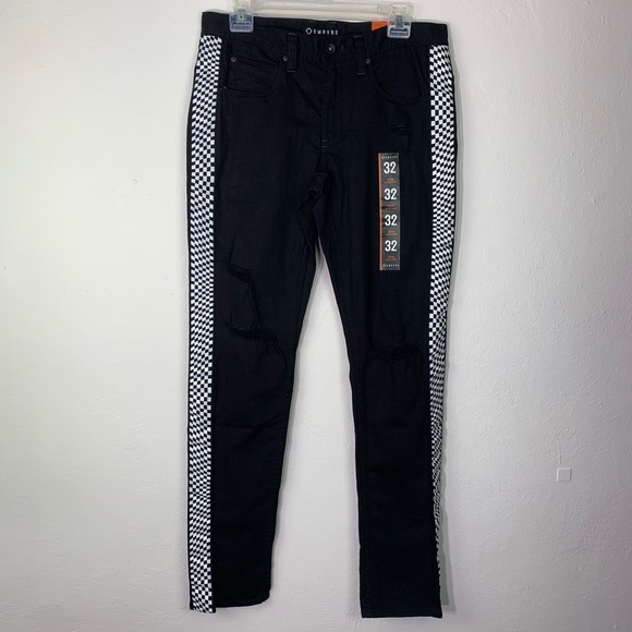 black check jeans